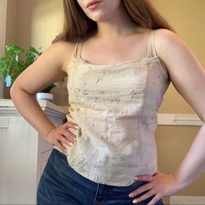Vintage Cream embroidered camisole with beading